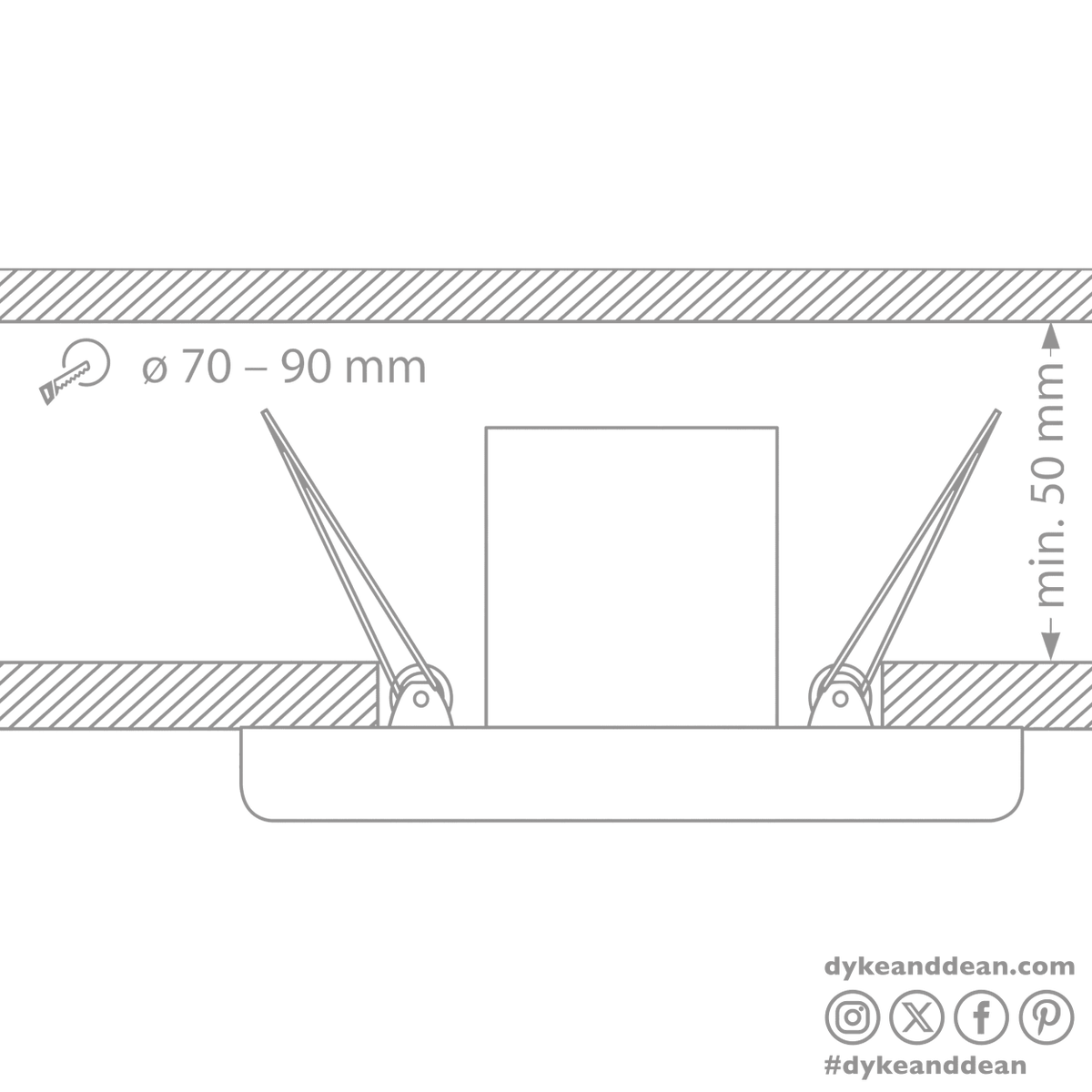 CERAMIC WALL E27 RECESSED LIGHT BLACK - DYKE & DEAN