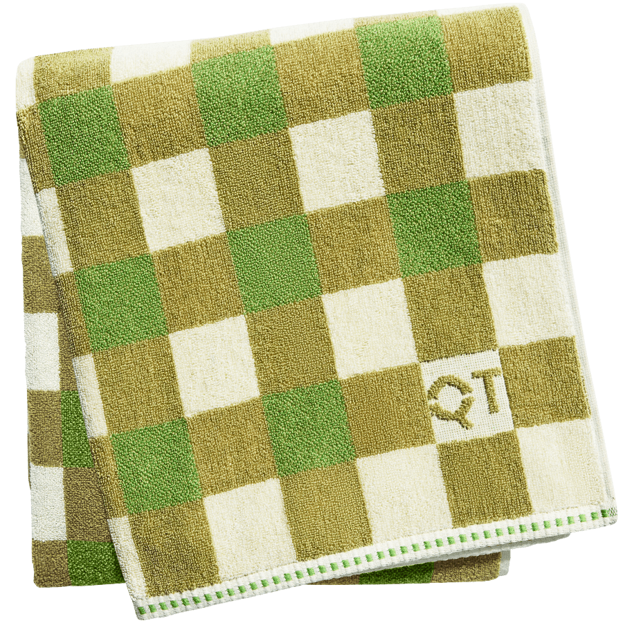 CHECK BATH TOWEL OLIVE - DYKE & DEAN