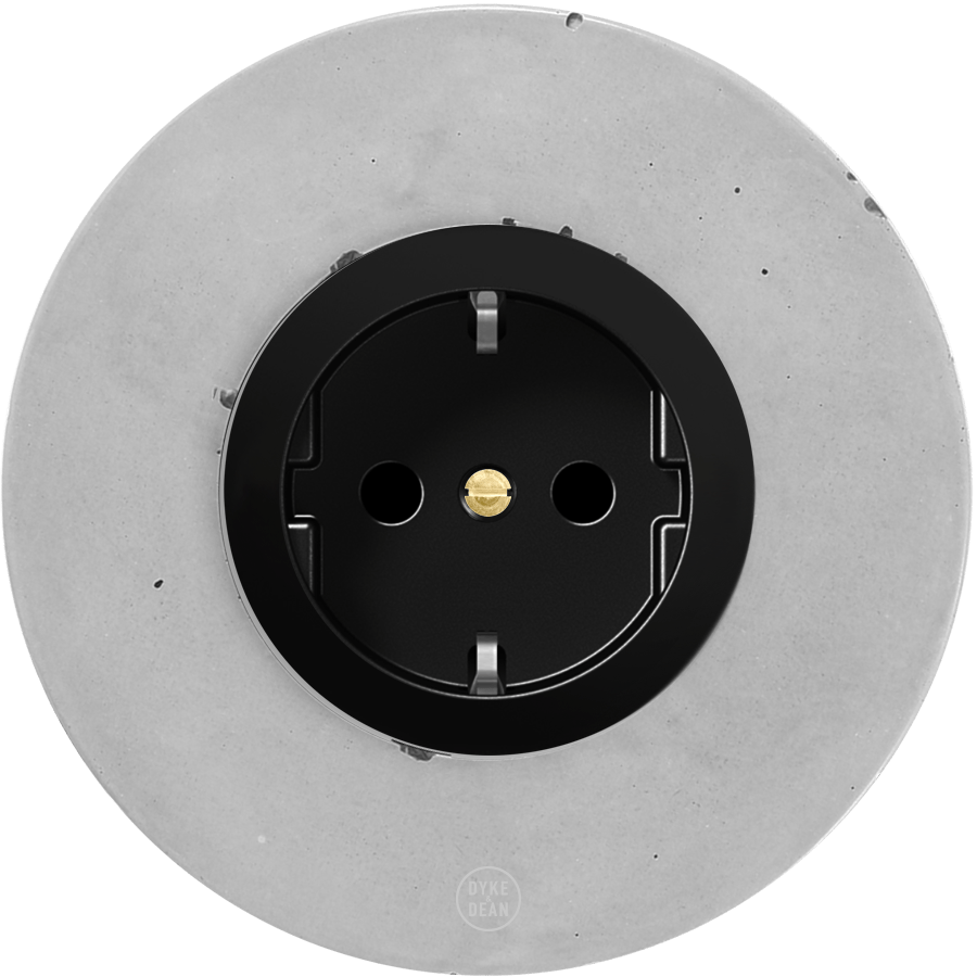 CLASSIC CONCRETE SCHUKO BLACK SOCKET - DYKE & DEAN