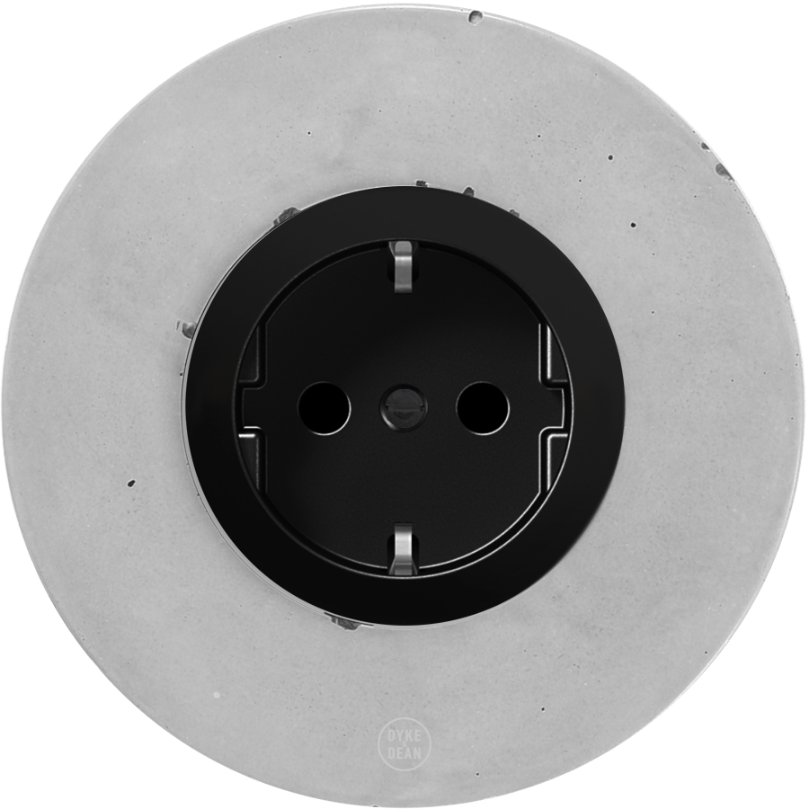 CLASSIC CONCRETE SCHUKO BLACK SOCKET - DYKE & DEAN