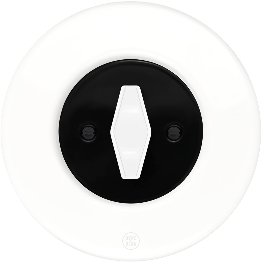 CLASSIC PORCELAIN WHITE DIAMOND ROTARY REVERSE DOMINO SWITCH - DYKE & DEAN