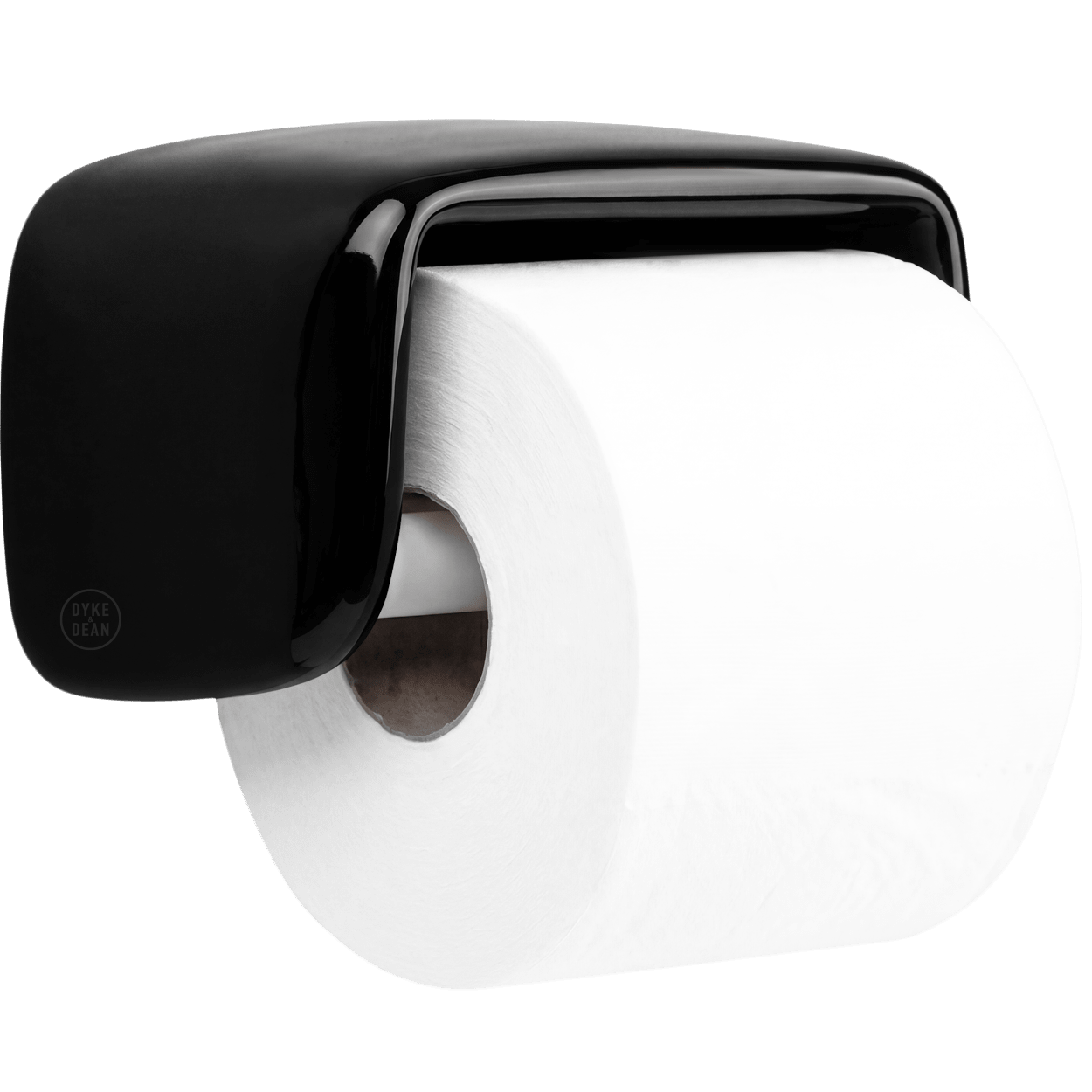 COVERED PORCELAIN TOILET PAPER HOLDER BLACK - DYKE & DEAN