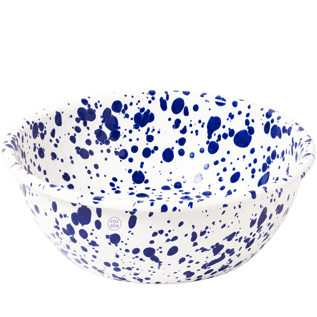 CREAM & BLUE LARGE SPLATTER ENAMEL BOWL - DYKE & DEAN