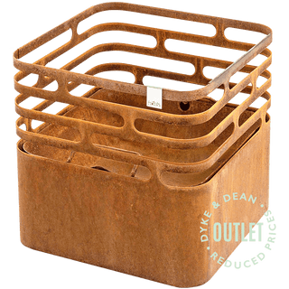 CUBE FIRE BASKET & GRILL RUSTY CUBE GRILL OUTLET - DYKE & DEAN