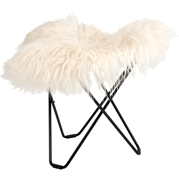 CUERO FLYING GOOSE STOOL WHITE LONG SHEEPSKIN