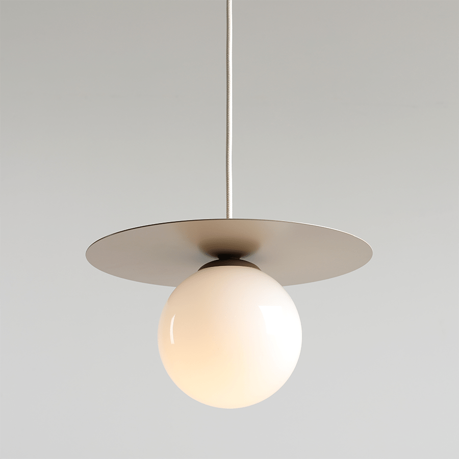 DISC GLOBE HANGING PENDANT LIGHT BEIGE SMALL - DYKE & DEAN