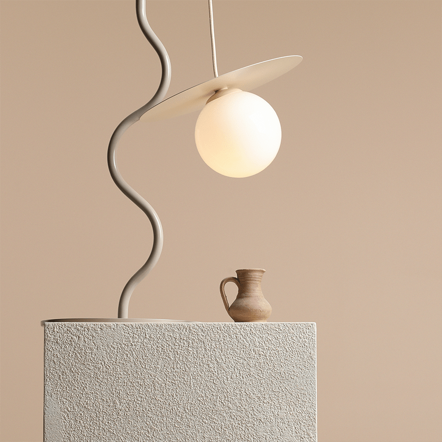 DISC GLOBE HANGING PENDANT LIGHT CREAM SMALL - DYKE & DEAN