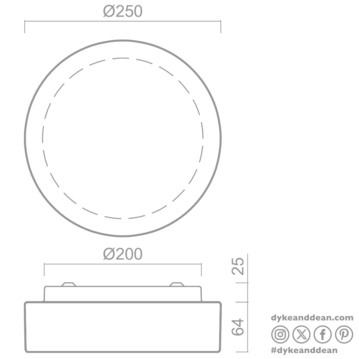 DISC WALL & CEILING LIGHT 250mm - DYKE & DEAN