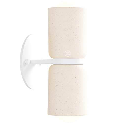 DOUBLE CERAMIC UP DOWN LIGHT WITH WHITE WALL PLATE - DYKE & DEAN