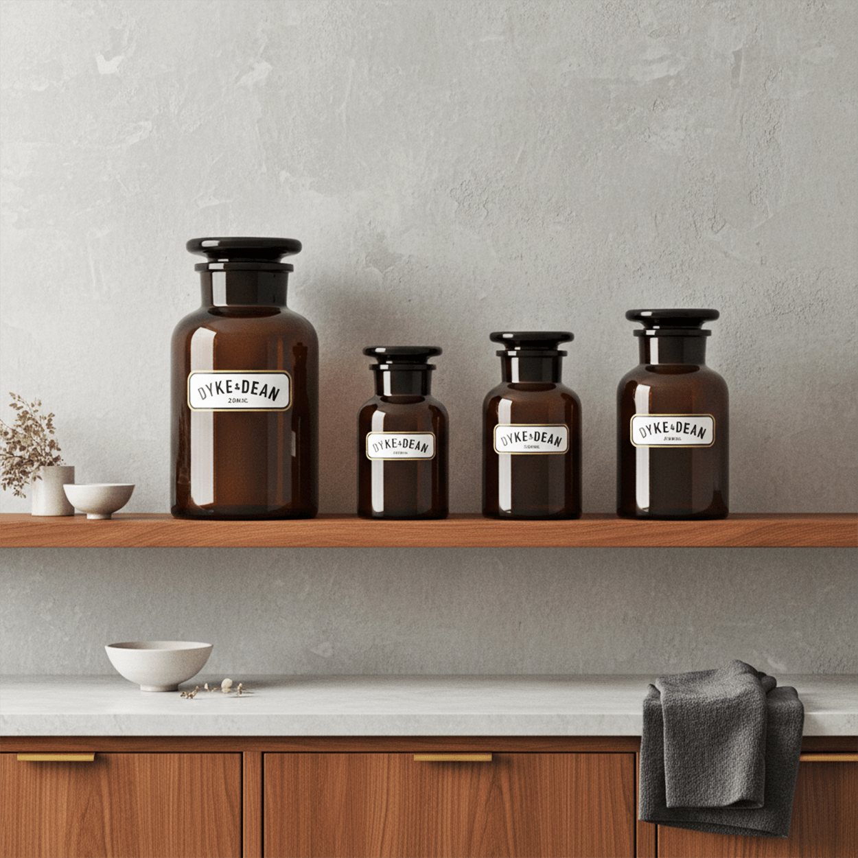 DYKE & DEAN APOTHECARY JAR BROWN GLASS 1000ML - DYKE & DEAN