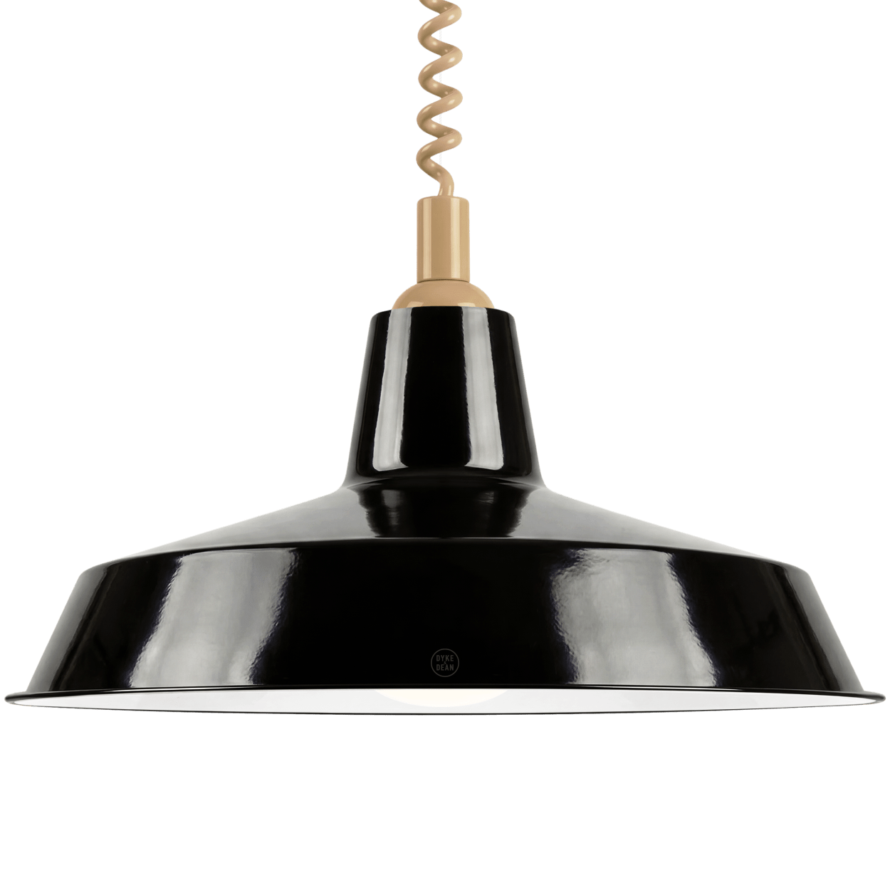 DYKE & DEAN PENDANT LAMPSHADE BLACK WITH RETRACTABLE SPRING - DYKE & DEAN