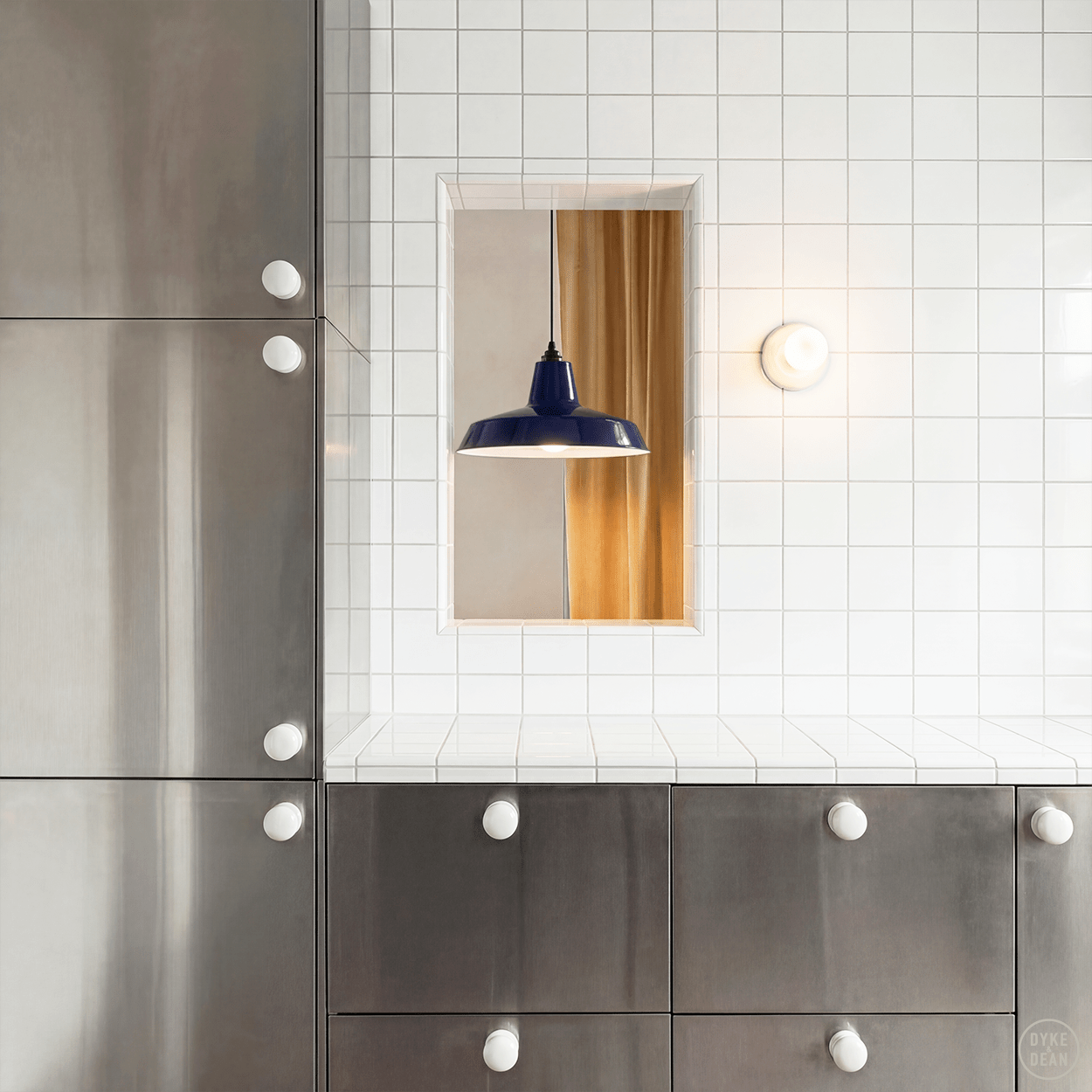 DYKE & DEAN PENDANT LAMPSHADE BLUE WITH BULB HOLDER - DYKE & DEAN