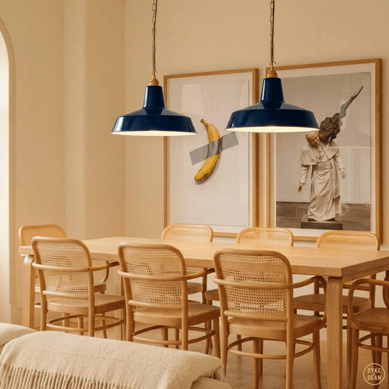 DYKE & DEAN PENDANT LAMPSHADE BLUE WITH HOOK & CHAIN SET - DYKE & DEAN