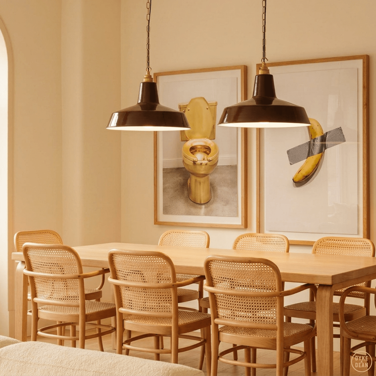 DYKE & DEAN PENDANT LAMPSHADE BROWN WITH HOOK & CHAIN SET - DYKE & DEAN