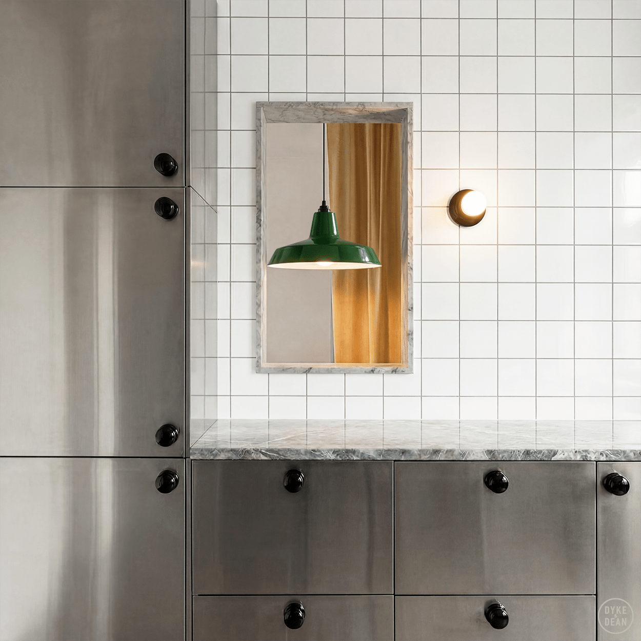 DYKE & DEAN PENDANT LAMPSHADE GREEN WITH BULB HOLDER - DYKE & DEAN