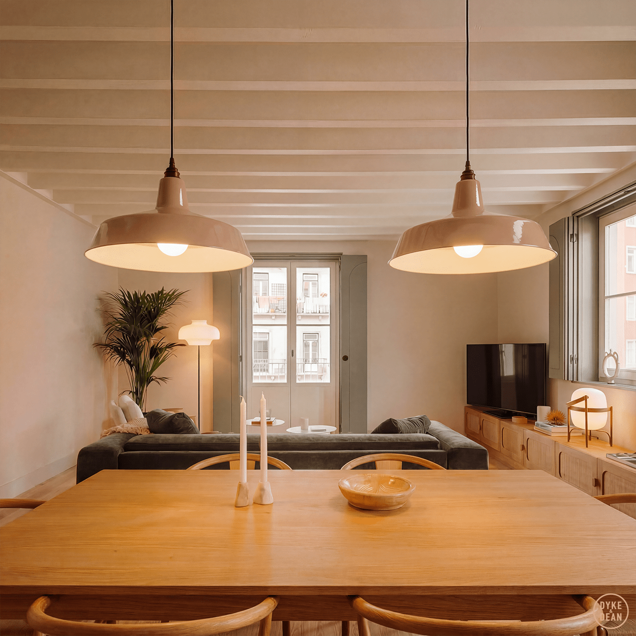 DYKE & DEAN PENDANT LAMPSHADE NUDE - DYKE & DEAN