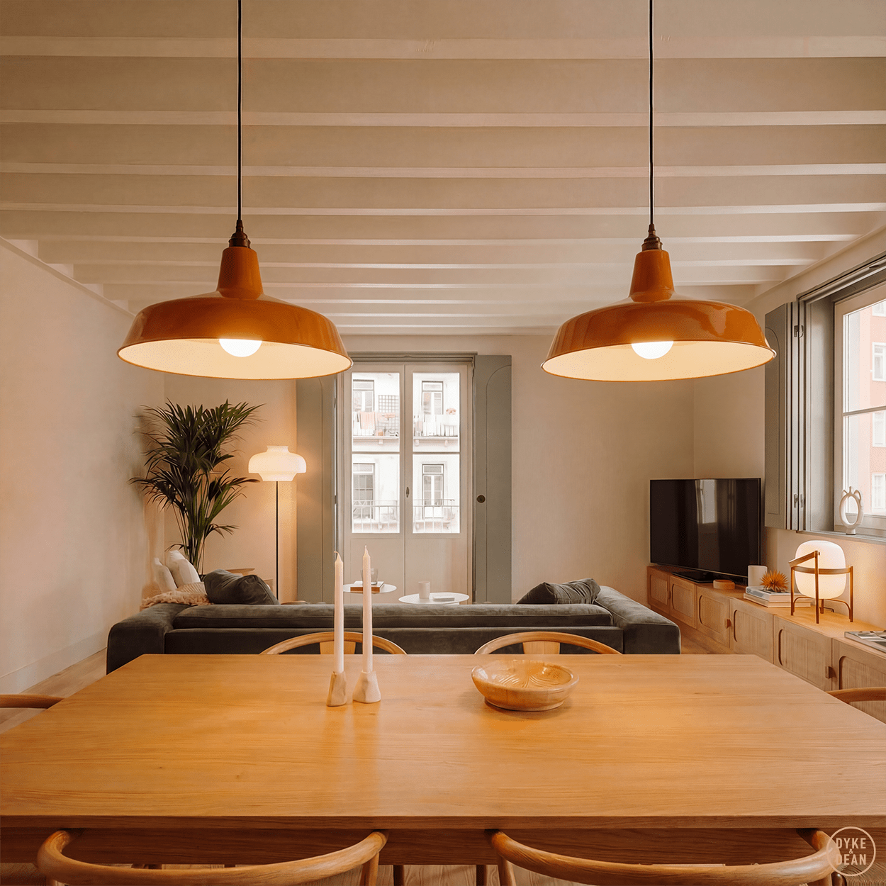 DYKE & DEAN PENDANT LAMPSHADE ORANGE - DYKE & DEAN