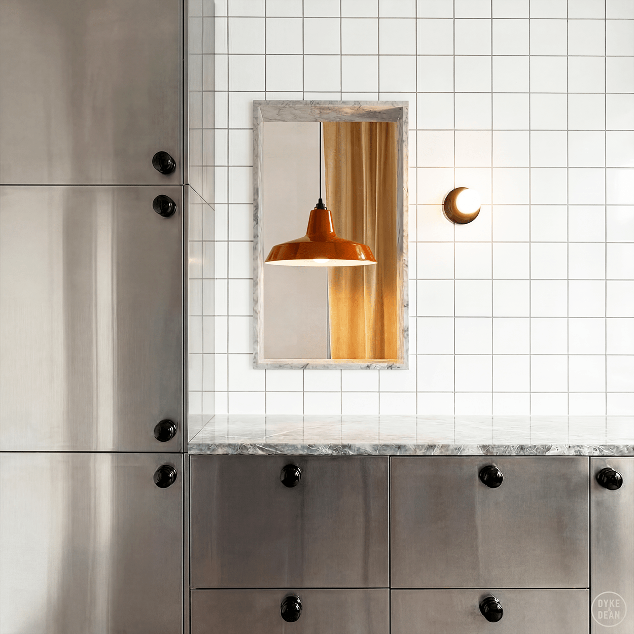 DYKE & DEAN PENDANT LAMPSHADE ORANGE WITH BULB HOLDER - DYKE & DEAN