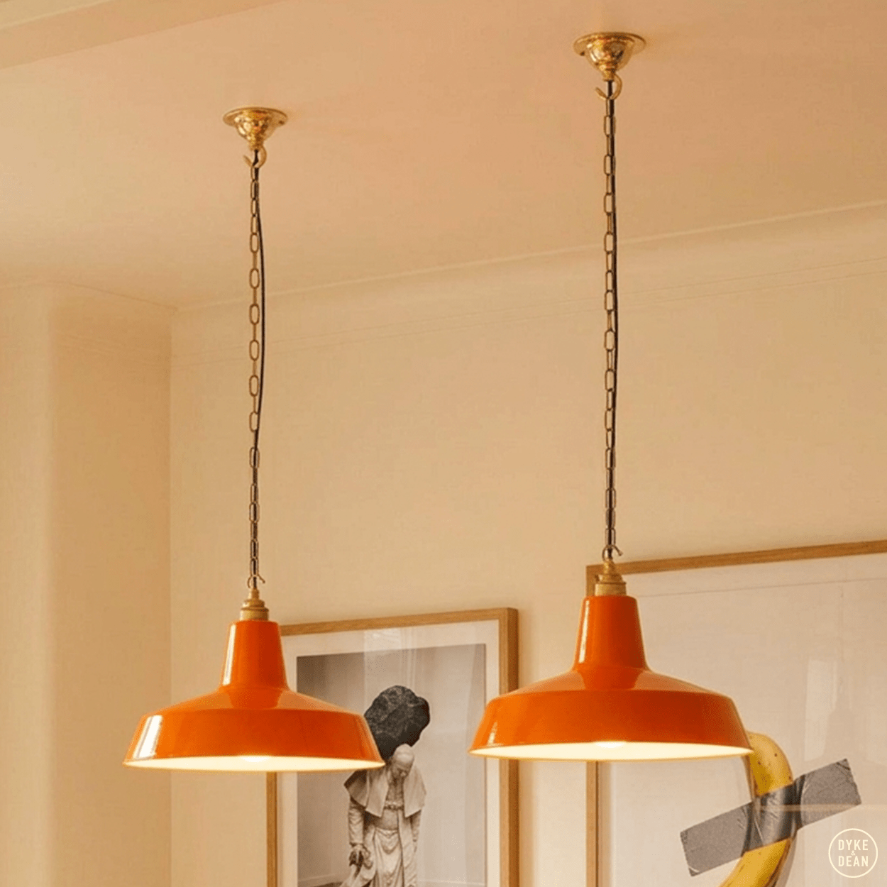 DYKE & DEAN PENDANT LAMPSHADE ORANGE WITH HOOK & CHAIN SET - DYKE & DEAN