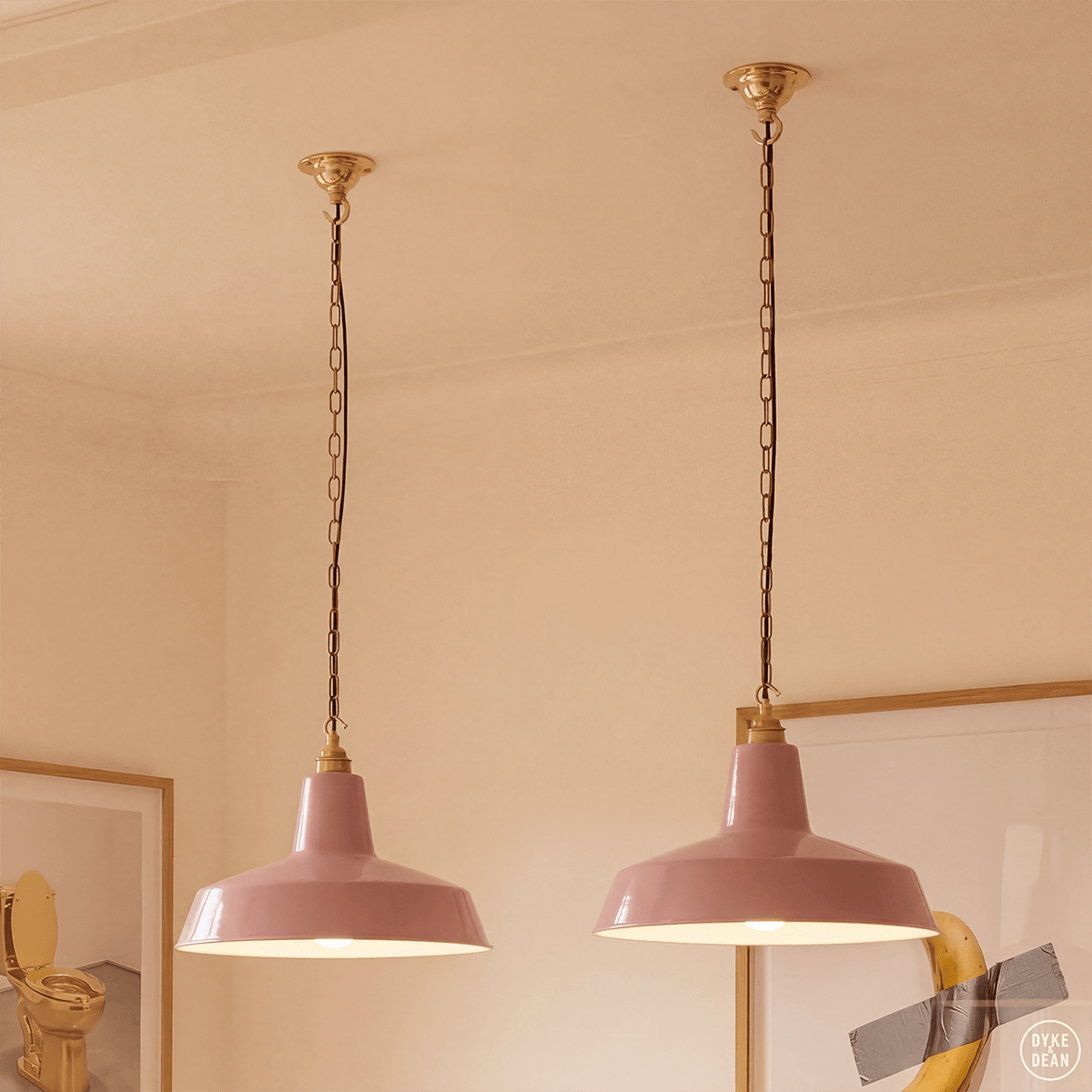 DYKE & DEAN PENDANT LAMPSHADE PINK WITH HOOK & CHAIN SET - DYKE & DEAN