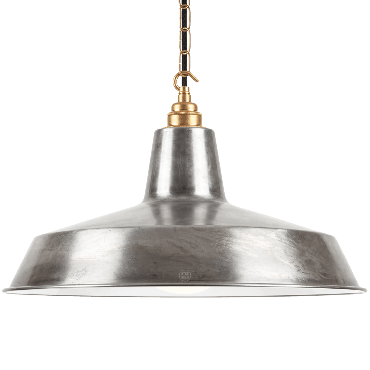 DYKE & DEAN PENDANT LAMPSHADE RAW METAL WITH HOOK & CHAIN SET - DYKE & DEAN