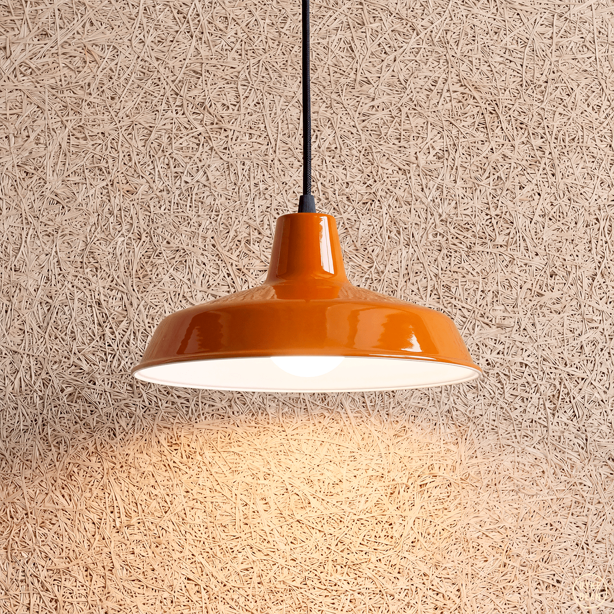 DYKE & DEAN SMALL PENDANT LAMPSHADE ORANGE E27 BULB HOLDER - DYKE & DEAN