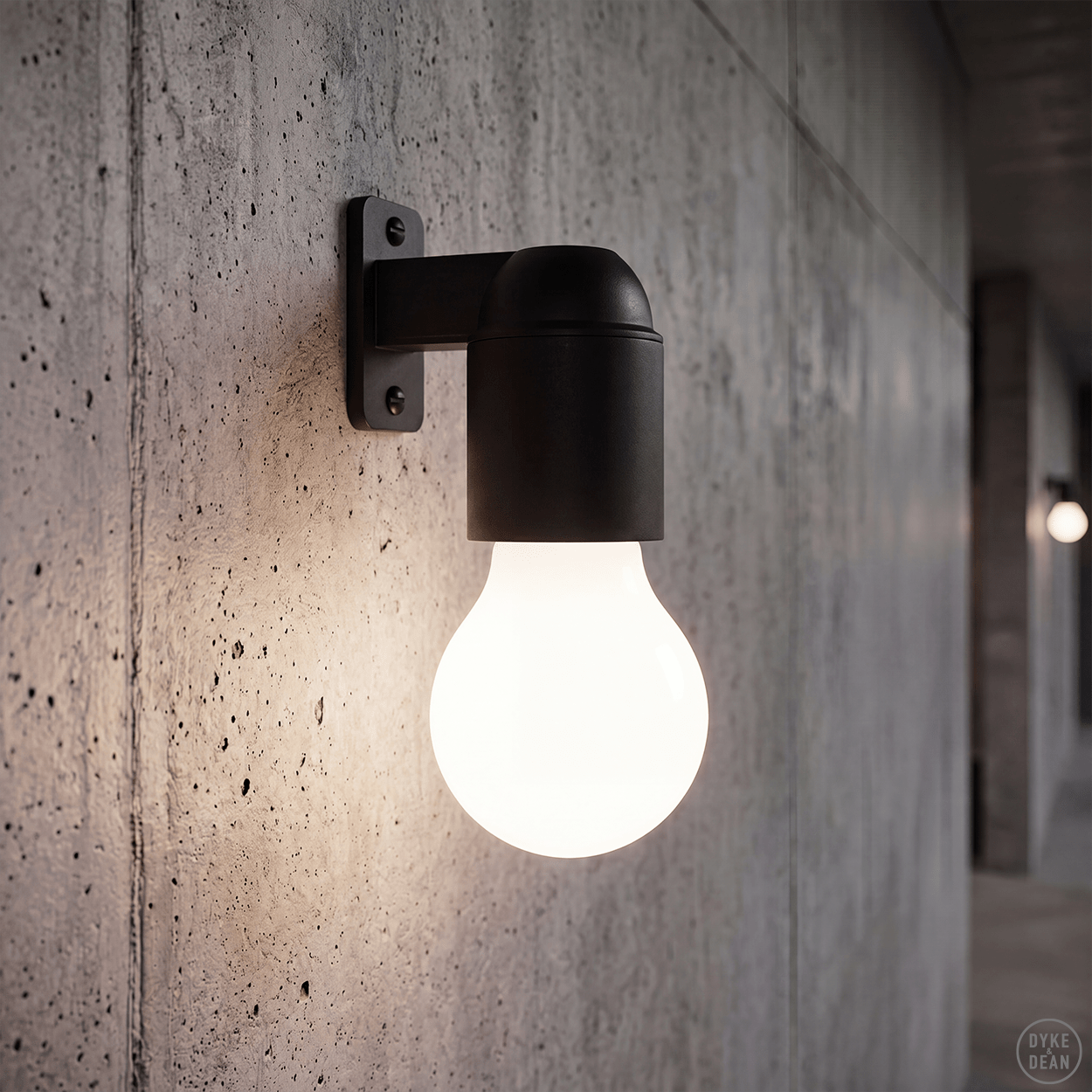 E27 BLACK RIGHT ARM WALL LAMP - DYKE & DEAN