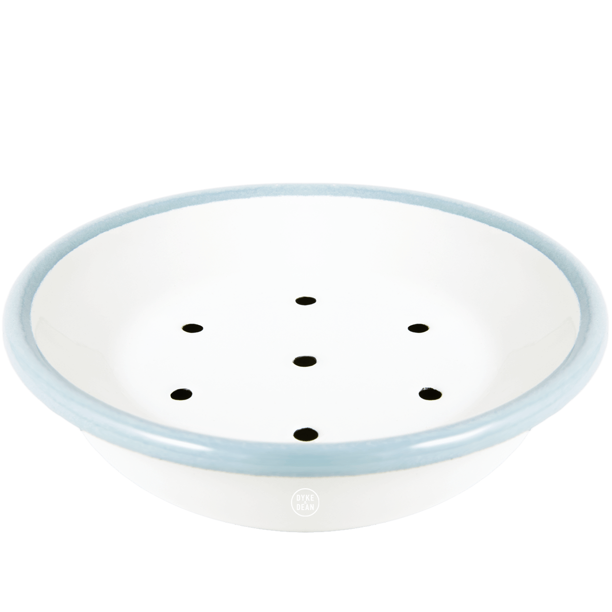ENAMEL SOAP DISH WHITE & BLUE - DYKE & DEAN