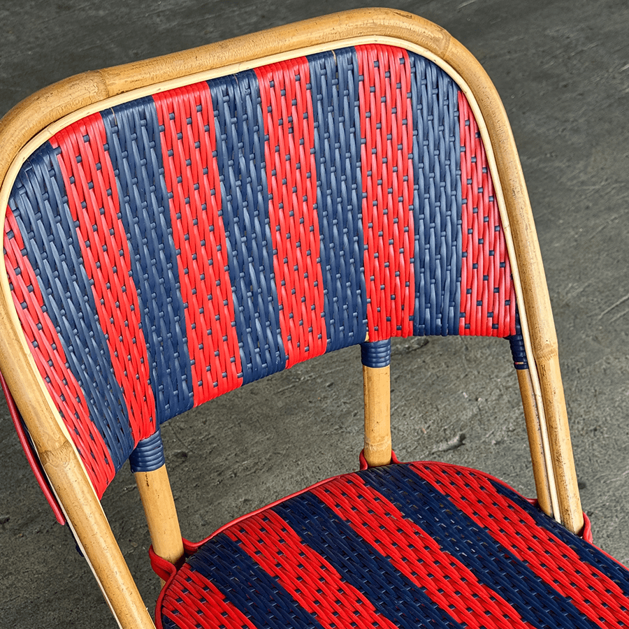 FRENCH BISTRO RATTAN CHAIR STRIPE RED NAVY - DYKE & DEAN