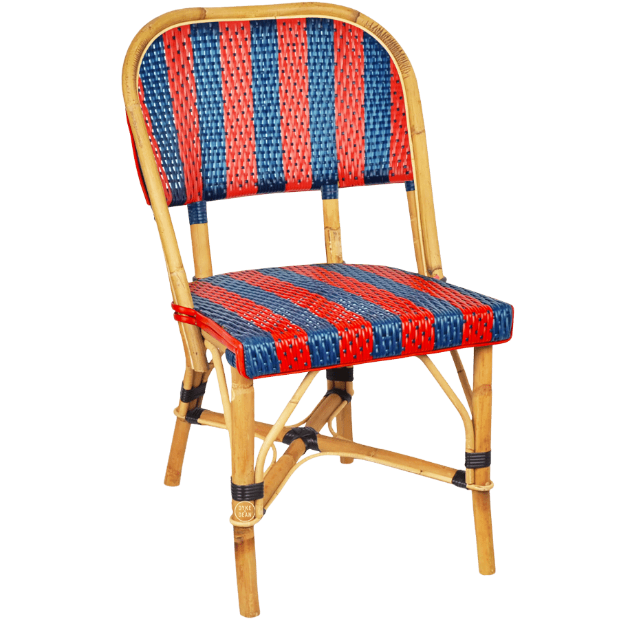 FRENCH BISTRO RATTAN CHAIR STRIPE RED NAVY - DYKE & DEAN