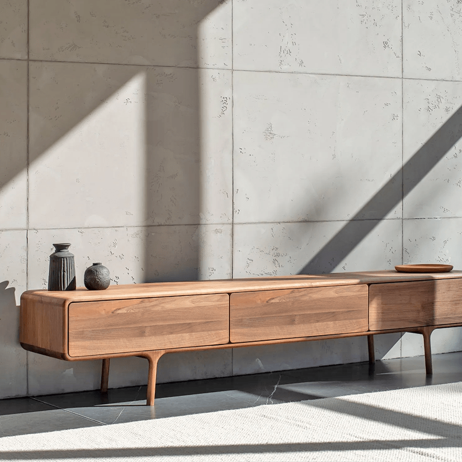 GAZZDA FAWN LOW SIDE BOARD WALNUT 3 DRAWERS - DYKE & DEAN