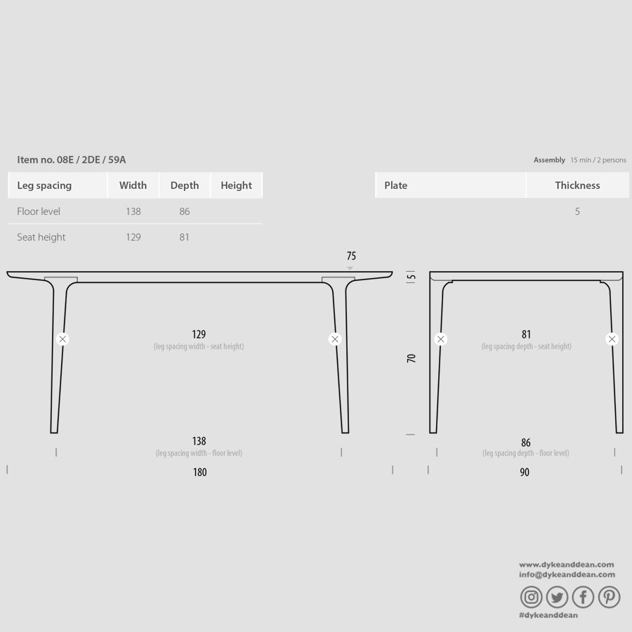 GAZZDA FAWN OAK DINING TABLE 180 - DYKE & DEAN