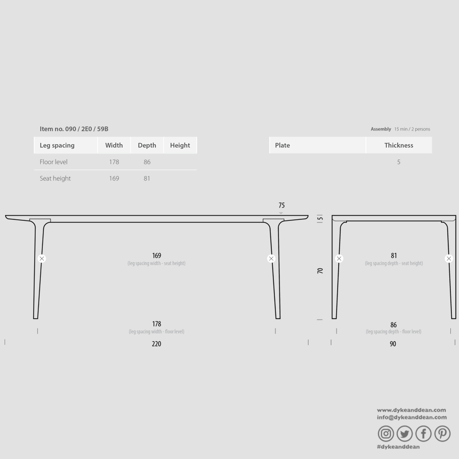 GAZZDA FAWN OAK DINING TABLE 220 - DYKE & DEAN