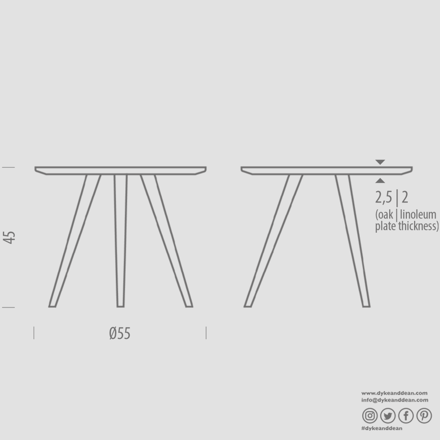GAZZDA ROUND ARP TABLE WHITE OAK 55CM - DYKE & DEAN