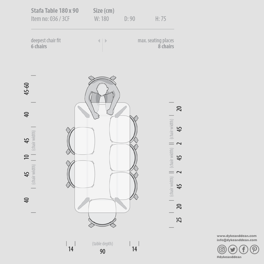 GAZZDA STAFA TABLE NATURAL OAK 180 x 90 - DYKE & DEAN