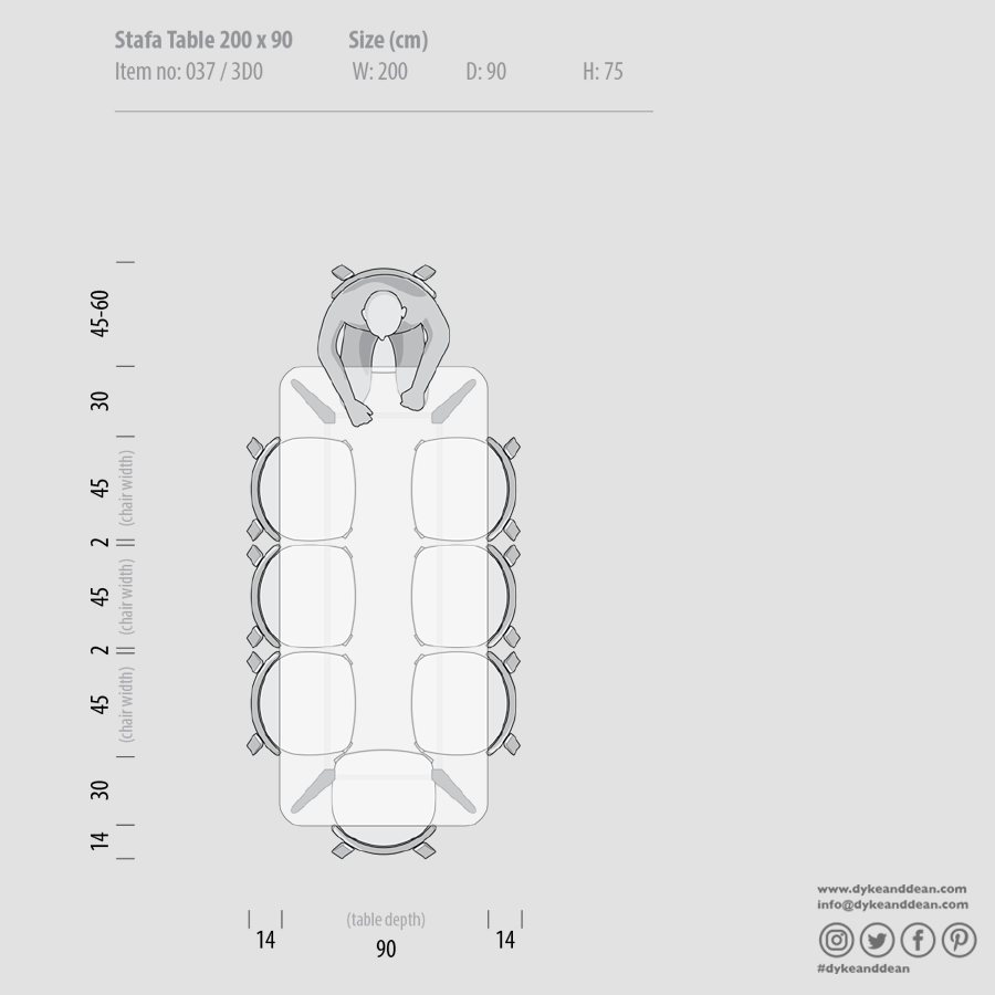 GAZZDA STAFA TABLE SMOKED OAK 200 x 90 - DYKE & DEAN