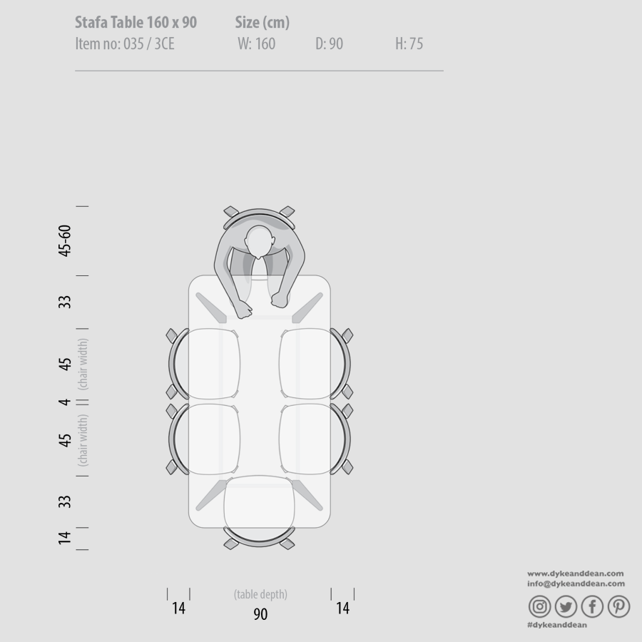 GAZZDA STAFA TABLE WHITE OAK 160 x 90 - DYKE & DEAN