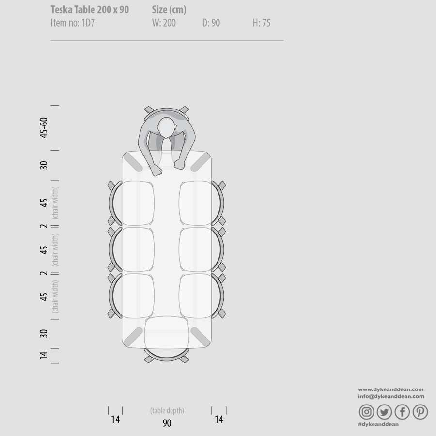 GAZZDA TESKA OAK DINING TABLE 200 X 90 - DYKE & DEAN