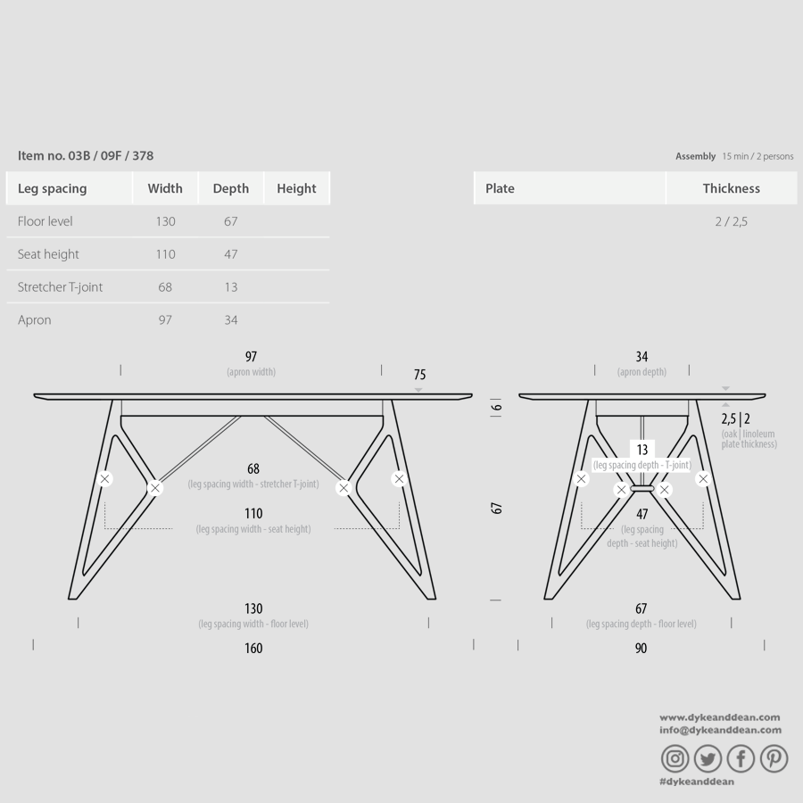GAZZDA TINK DINING TABLE SMOKED OAK 160 x 90 - DYKE & DEAN
