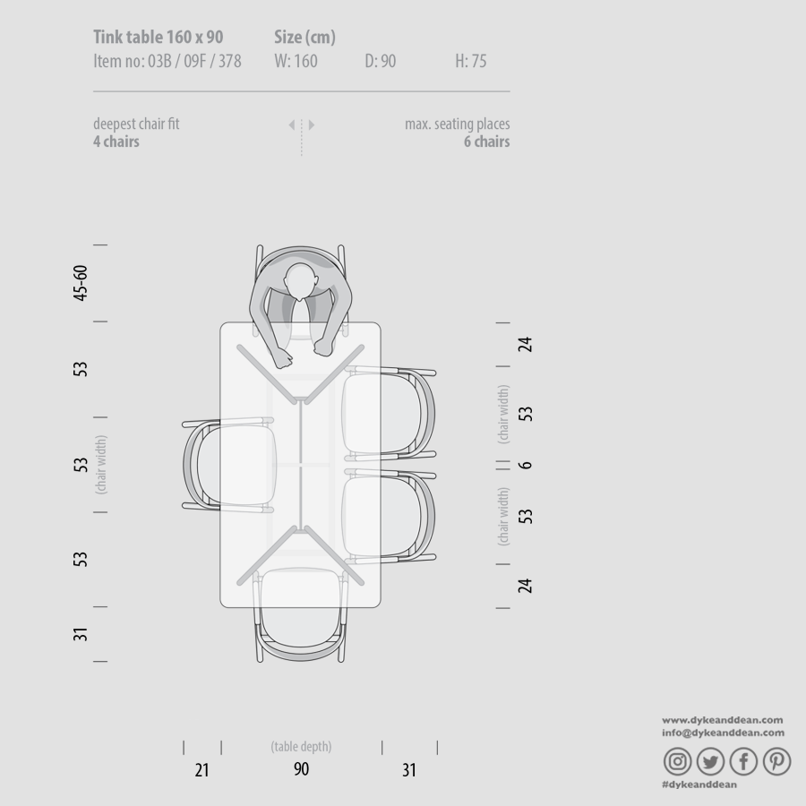 GAZZDA TINK DINING TABLE WHITE OAK 160 x 90 - DYKE & DEAN