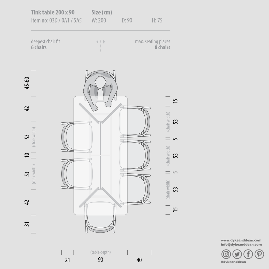 GAZZDA TINK DINING TABLE WHITE OAK 200 x 90 - DYKE & DEAN