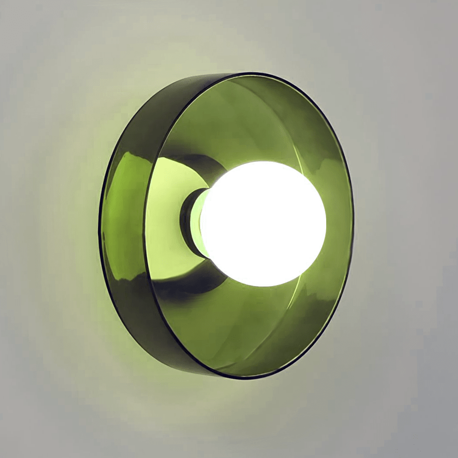GLASS DISC WALL LIGHT APPLE GREEN 250mm - DYKE & DEAN