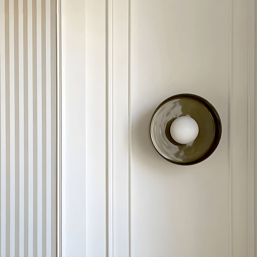 GLASS DISC WALL LIGHT GREEN 350mm - DYKE & DEAN