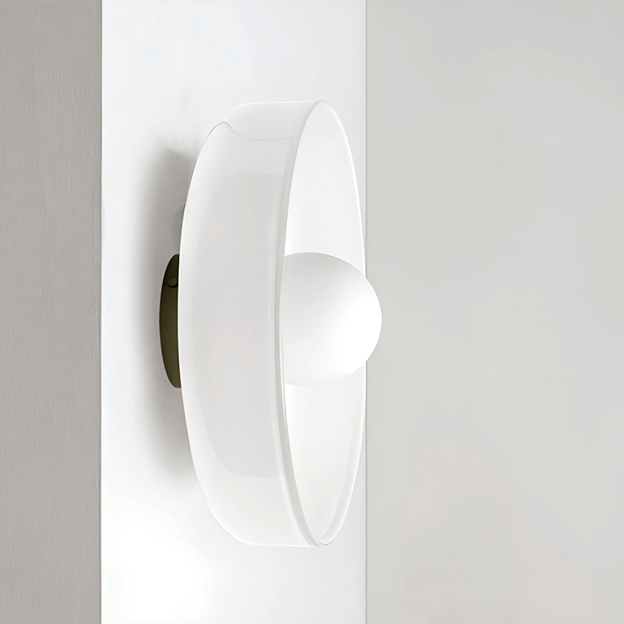 GLASS DISC WALL LIGHT OPAL 350mm - DYKE & DEAN