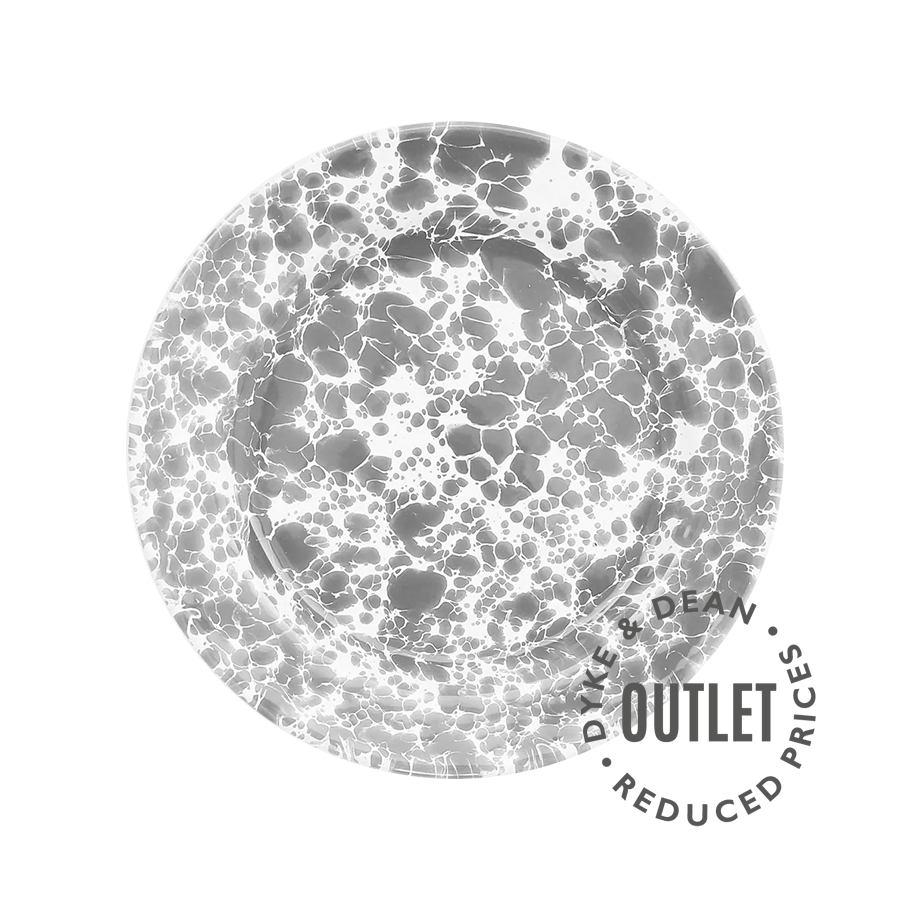 GREY & WHITE MARBLE SPLATTER WARE ENAMEL SIDE PLATE OUTLET - DYKE & DEAN