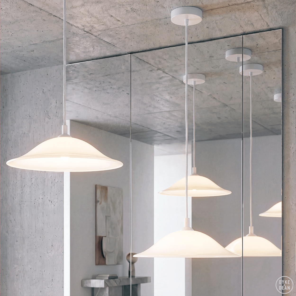 HALLWAY OPALINE GLASS PENDANT SHADE - DYKE & DEAN
