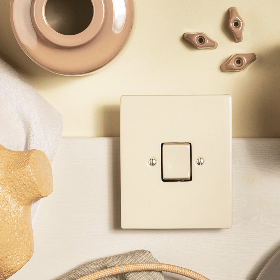 KATY PATY PORCELAIN PLATE 2 PIN EURO WALL SOCKET MATTE BLACK - DYKE & DEAN