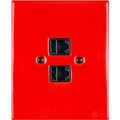 KATY PATY PORCELAIN PLATE DOUBLE PC/ USB WALL SOCKET RED - DYKE & DEAN