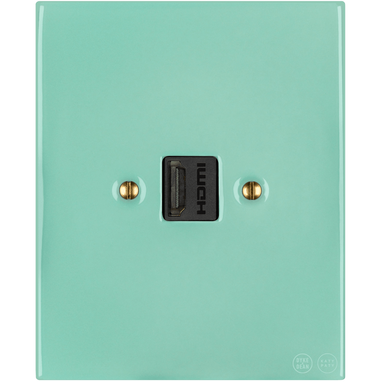 KATY PATY PORCELAIN PLATE HDMI WALL SOCKET MINT GREEN - DYKE & DEAN