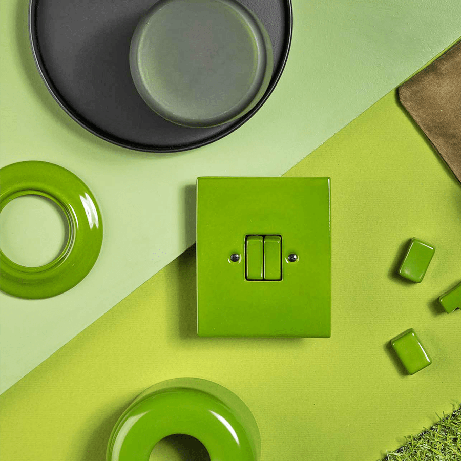 KATY PATY PORCELAIN PLATE HDMI WALL SOCKET MINT GREEN - DYKE & DEAN